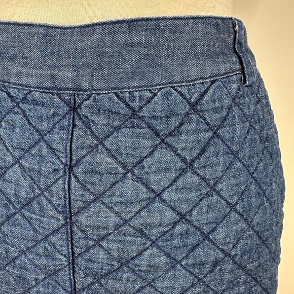 BROOKS BROTHERS Red Fleece Womens' Blue Denim Quilted Mini Skirt Size 6 - Picture 3 of 15